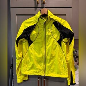 SUGOI Neon Yellow and Black Reflective Running/Cycling Windbreaker